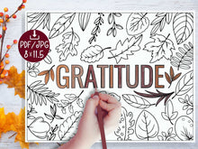 Gratitude Thanksgiving Coloring Placemat PRINTABLE