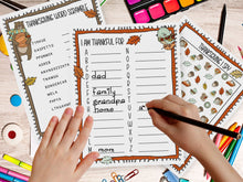 Thanksgiving Activities For Kids PRINTABLE Placemat Banner Word Search Scramble I Am Thankful For Coloring Page I Spy