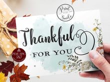 Thankful For You Card PRINTABLE Thanksgiving
