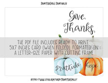 Give Thanks Card Thanksgiving Card PRINTABLE