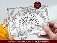Happy Thanksgiving Coloring Card PRINTABLE Turkey Coloring DIY For Kids