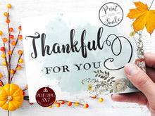 Thankful For You Card PRINTABLE Thanksgiving