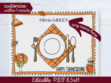 Thanksgiving Activities For Kids PRINTABLE Placemat Banner Word Search Scramble I Am Thankful For Coloring Page I Spy