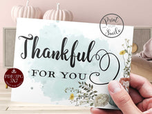 Thankful For You Card PRINTABLE Thanksgiving