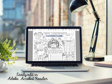 Thanksgiving Kids Placemats Coloring PRINTABLE, Personalized Template, Table Decor, Mats, Thankful, Turkey Sheet Activities, EDITABLE PDF