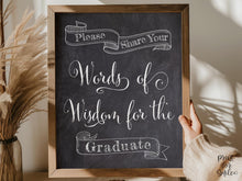 Words Of Wisdom Sign Graduation Party Decorations PRINTABLE Chalkboard