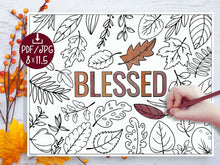 Blessed Thanksgiving Placemats Coloring Page Sheet PRINTABLE
