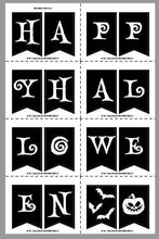 Happy Halloween Banner PRINTABLE – Gothic Typography with Pumpkin & Bat Flags | Instant Download for Party Decor and Fall Events