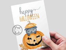 Cute Happy Halloween PRINTABLE Cards — 6 Watercolor Ghost, Bat & Pumpkin Designs | Instant Download for Party Favors and Kids Gifts