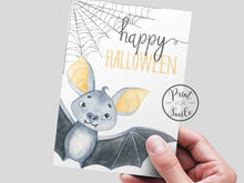 Cute Happy Halloween PRINTABLE Cards — 6 Watercolor Ghost, Bat & Pumpkin Designs | Instant Download for Party Favors and Kids Gifts