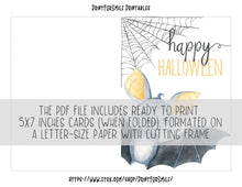Cute Happy Halloween PRINTABLE Cards — 6 Watercolor Ghost, Bat & Pumpkin Designs | Instant Download for Party Favors and Kids Gifts