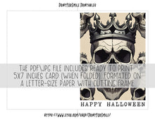 Skeleton With Crown Happy Halloween Card PRINTABLE