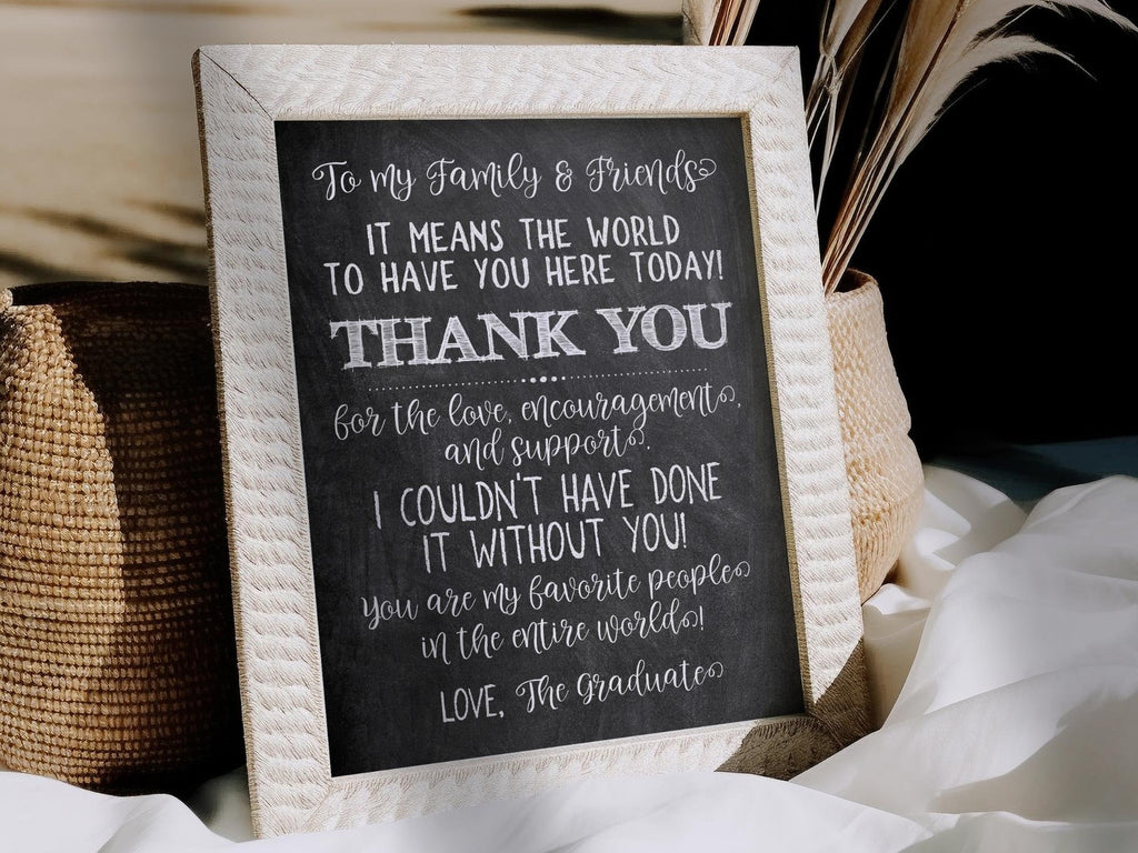 To My Family And Friends Thank You Sign Graduation PRINTABLE Party Dec