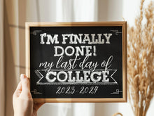 Last Day Of College Sign Chalkboard Printable 2024 End Of School Year Photo Booth Props Milestone