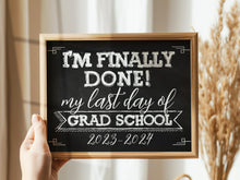 Last Day Of Grad School Sign Chalkboard Printable 2024 End Of School Year Photo Booth Props Milestone