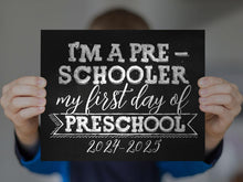 First Day Of Preschool Sign, PRINTABLE Chalkboard, 1st Day Of Preschool 2024