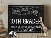 First Day Of 10th Grade Sign Senior High Sign Tenth Grade Sign Chalkboard Printable Class Of 2027