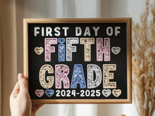 First Day Of 5th Grade PRINTABLE Sign Chalkboard Fifth Grade Back To School Sign Photo Prop Instant Download