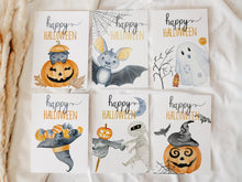 Cute Happy Halloween PRINTABLE Cards — 6 Watercolor Ghost, Bat & Pumpkin Designs | Instant Download for Party Favors and Kids Gifts