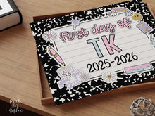 First Day Of Transitional Kindergarten Sign Pastel PRINTABLE, First Day Of TK Sign For Girl 1st Day Photo Prop