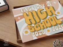 Retro First Day Of High School Sign PRINTABLE Groovy Back To School Sign, First Day Of School Sign, 9th Grade, Class Of 2029