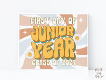 Retro First Day Of Junior Year Sign PRINTABLE Groovy Back To School Sign, Class Of 2027, 11th Grade