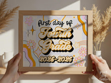 PRINTABLE First Day Of 4th Grade Sign Retro Fourth Grade Back To School Sign, 1st Day Photo Prop