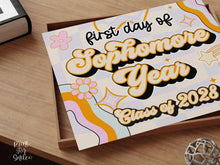 PRINTABLE First Day Of Sophomore Year Sign Retro Class Of 2028, Back To School Sign, 1st Day Photo Prop