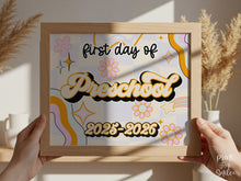 PRINTABLE First Day Of Preschool Sign Retro School Sign, Back To School Sign, 1st Day Photo Prop