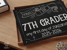 First Day Of 7th Grade Junior High Sign, Seventh Grade Sign PRINTABLE Back To School Chalkboard