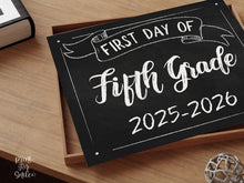 First Day Of Fifth Grade Sign PRINTABLE 5th Grade Sign, School Sign, Photo Prop, Instant Download, Chalkboard 2025