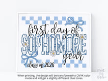 First Day Of Sophomore Year Sign Toile PRINTABLE, 10th Grade Sign Gingham School Sign Photo Prop Daisy Cute Coquette Whimsical Class Of 2028
