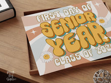 Retro First Day Of Senior Year Sign PRINTABLE Groovy Back To School Sign, First Day Of School Sign, Class Of 2026