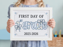 First Day Of First Grade Sign 1st Modern Grandmillennial Cute Whimsical Elegant School Sign Photo Prop Coquette Floral Watercolor PRINTABLE