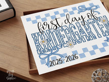 First Day Of Kindergarten Sign Toile PRINTABLE, Gingham School Sign, Photo Prop, Daisy Cute Elegant Coquette Whimsical