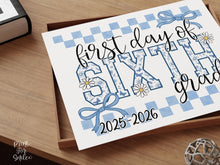 First Day Of 6th Grade Sign Toile PRINTABLE, Sixth Grade Sign, Gingham School Sign, Photo Prop, Daisy Cute Elegant Coquette Whimsical