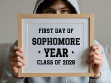 First Day Of Sophomore Year Sign Boy PRINTABLE Sports Style, High School Sign, Bold Simple Minimalist Modern