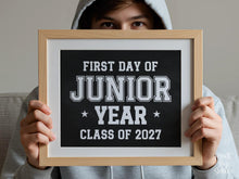 First Day Of Junior Year Sign Boy PRINTABLE Chalkboard Sports Style, High School Sign, Bold Simple Minimalist Modern