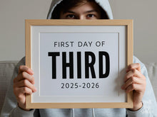 Bold First Day Of Third Grade Sign PRINTABLE 3rd Grade Minimalist Back To School Sign, Photo Prop Simple, Neutral Clean Classic Modern