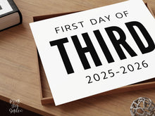 Bold First Day Of Third Grade Sign PRINTABLE 3rd Grade Minimalist Back To School Sign, Photo Prop Simple, Neutral Clean Classic Modern