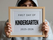 Bold First Day Of Kindergarten Sign PRINTABLE Minimalist Back To School Sign, Photo Prop Simple, Clean Classic Modern