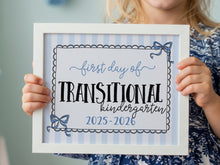 Coquette First Day Of TK Sign PRINTABLE Back To School Sign, Photo Prop, Instant Download, Cute Bow Whimsical Transitional Kindergarten Lace