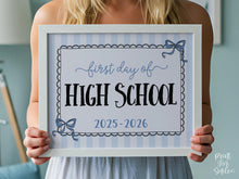 Coquette First Day Of High School Sign PRINTABLE Back To School Sign, Photo Prop, Instant Download, Cute Bow, Whimsical, Elegant Sign Lace