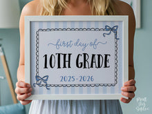 Coquette First Day Of 10th Grade Sign PRINTABLE Tenth Grade Back To School Sign, Photo Prop, Instant Download, Whimsical Class Of 2028 Lace