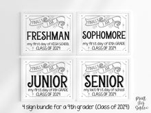 BUNDLE First Day Of Freshman Year Sign, Class Of 2029, 9th Grade Sign, PRINTABLE Signs For All 4 High School Grades For Class Of 2029 Modern