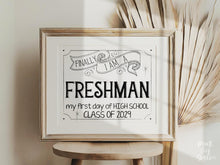 First Day Of Freshman Year Sign Class Of 2029 9th Grade Sign PRINTABLE Back To School, High School Sign, Modern, Whimsical