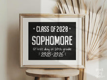 Printable First Day Of Sophomore Year Sign Chalkboard School Sign, Class Of 2028, High School Sign, Modern, Rustic