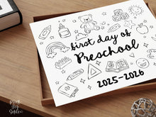 First Day of Preschool Sign PRINTABLE, Cute Back to School Sign, Hand Drawn Illustrated Whimsical Modern Photo Prop, Instant Download JPG