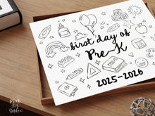 First Day of Pre-K Sign PRINTABLE, Cute Back to School Sign, PreK Hand Drawn Illustrated Whimsical Modern Photo Prop, Instant Download JPG