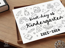 First Day of Kindergarten Sign PRINTABLE, Cute Back to School Sign, Hand Drawn Illustrated Whimsical Modern Photo Prop, Instant Download JPG